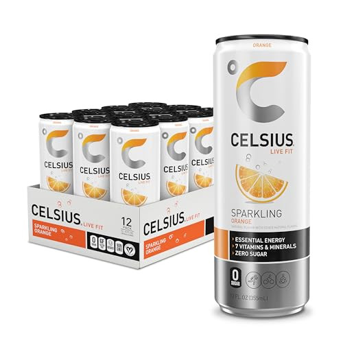 CELSIUS Sparkling Orange, Sugar Free Energy Drink, 12 Fl Oz (Pack of 12) | Amazon (US)