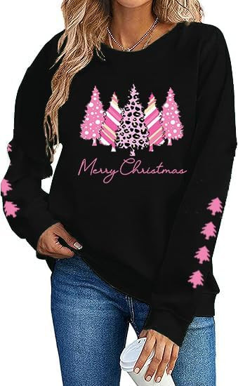 Christmas Sweaters for Women Merry Christmas Sweatshirt Crewneck Long Sleeve Xmas Tree Graphic Pu... | Amazon (US)