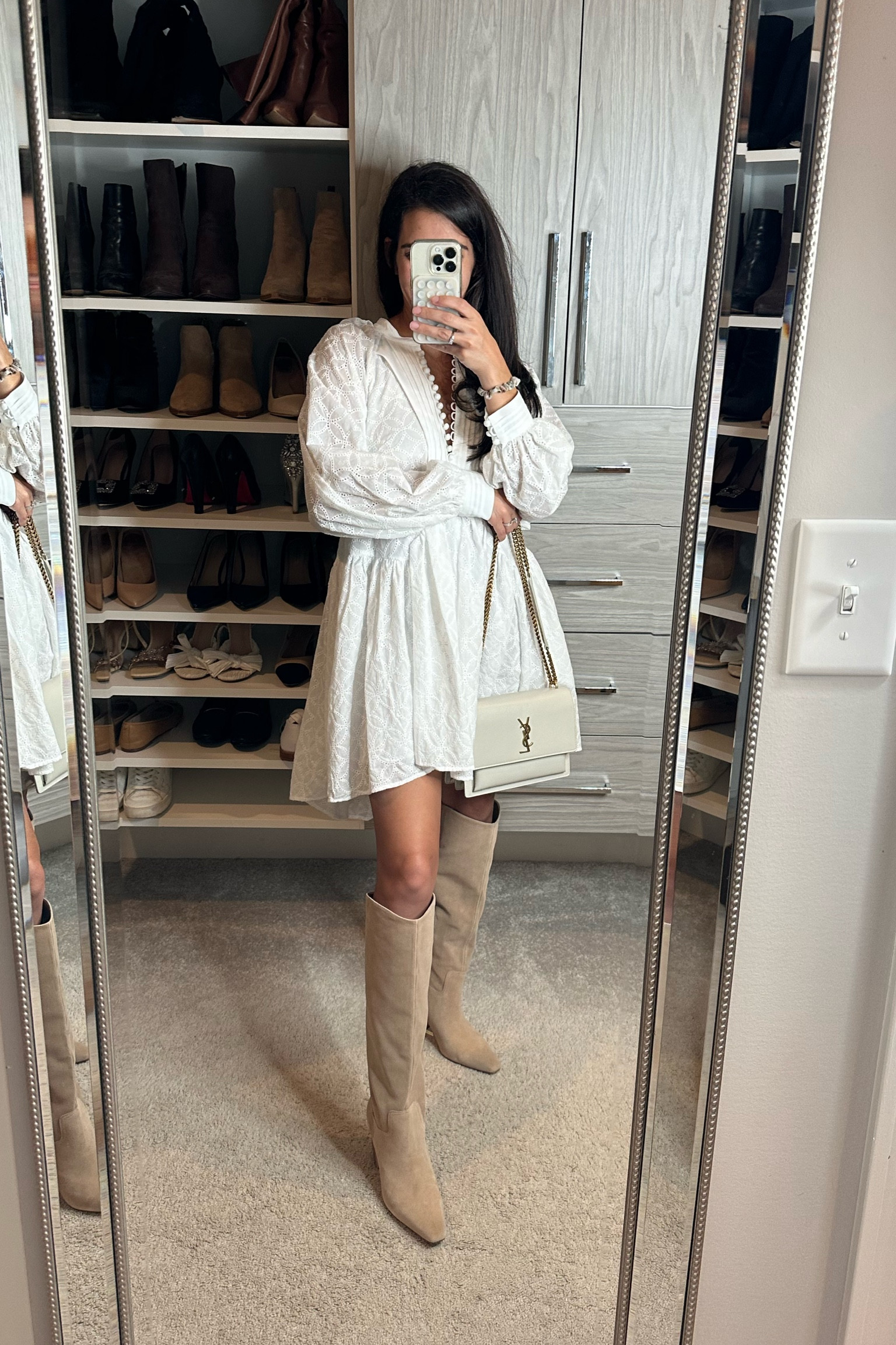 Fall outfit with beige knee high boots in stock Nordstrom sale ! 

#LTKShoeCrush #LTKxNSale #LTKSaleAlert