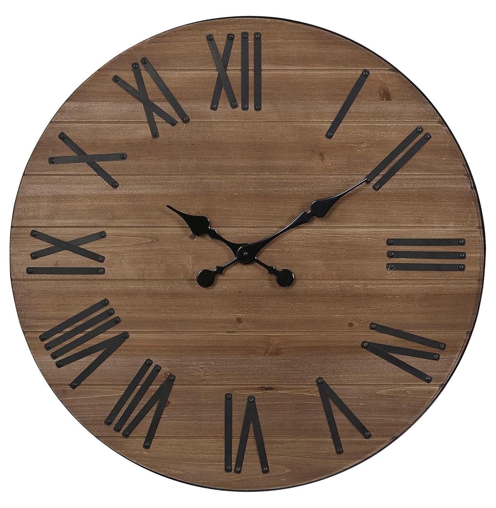 Large Wall Clock Silent Decor, 24 Inches Round Wooden Wall Clocks with Numerals for Living Room H... | Walmart (US)