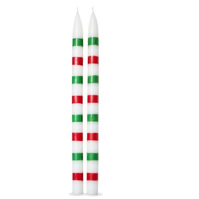 Tag Christmas Stripes Taper Candles Multicolor Paraffin Wax 12in Height 6hr Burn Time Decorative Holiday Candles | Target