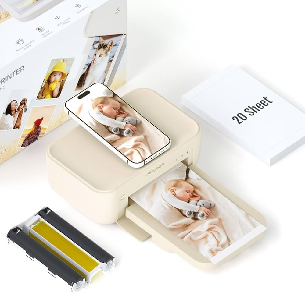 HPRT Photo Printer 4x6,+20 Sheets&1ribbon,Wi-Fi Wireless Instant Picture Printer for iPhone, Andr... | Amazon (US)