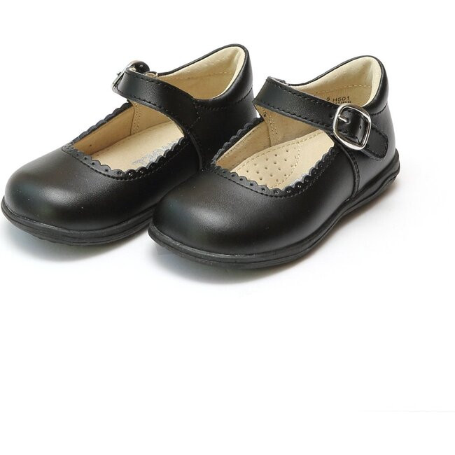 Chloe Classic Scalloped Leather Mary Jane, Black | Maisonette