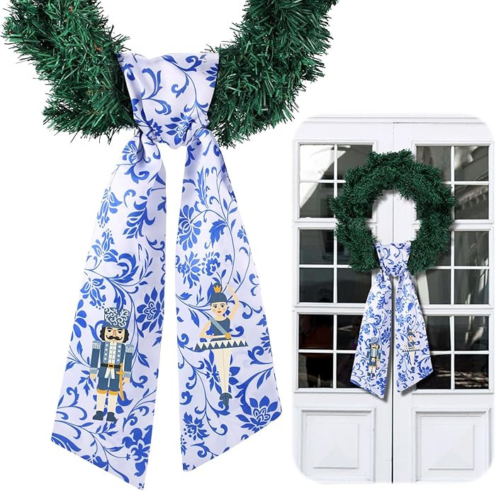 VitalCozy Wreath Sash for Front Door Wreath Satin Sash for Embroidery Monogram Garland Ribbon Acc... | Amazon (US)