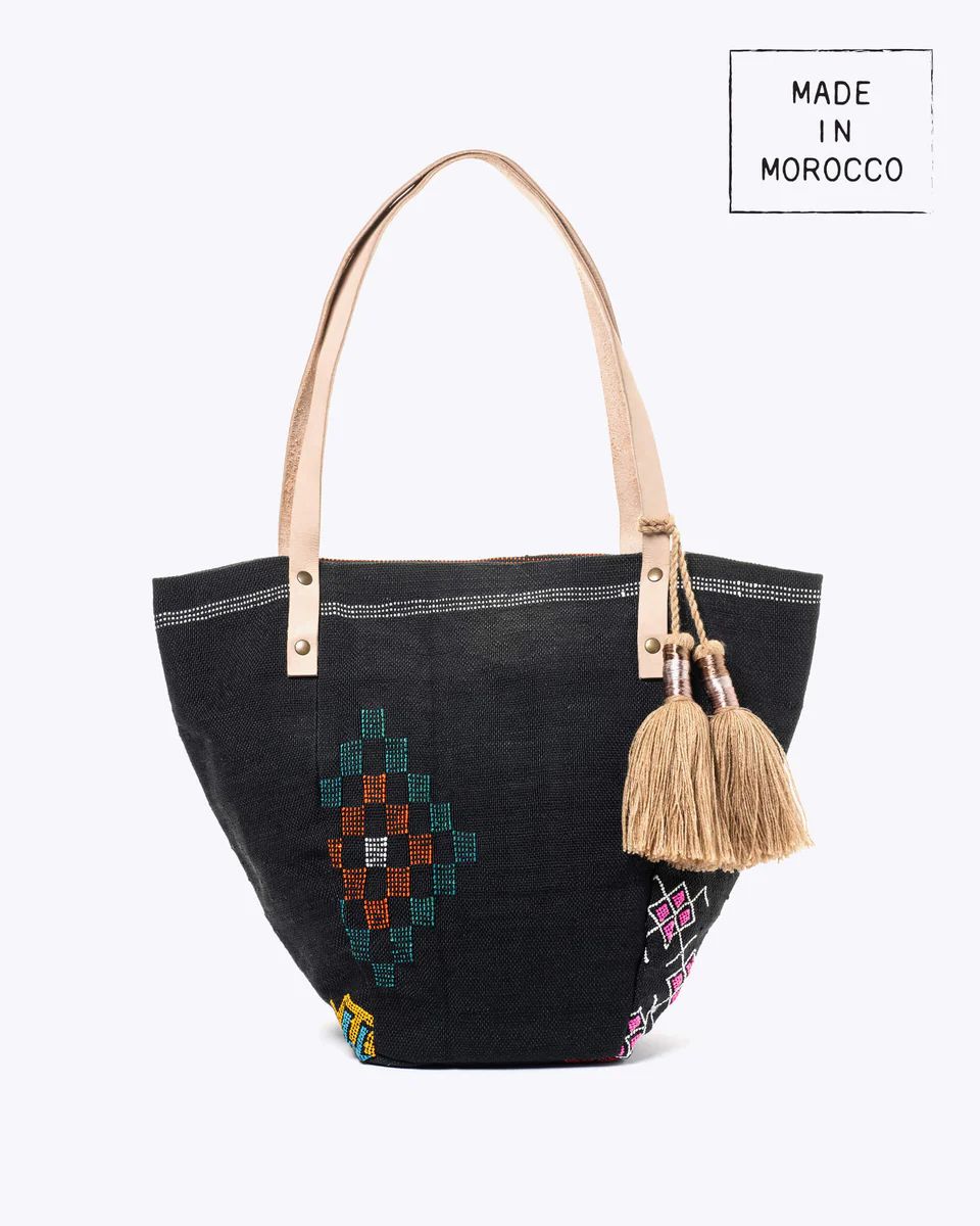 Cactus Silk Tote Bag - Black | MERSEA