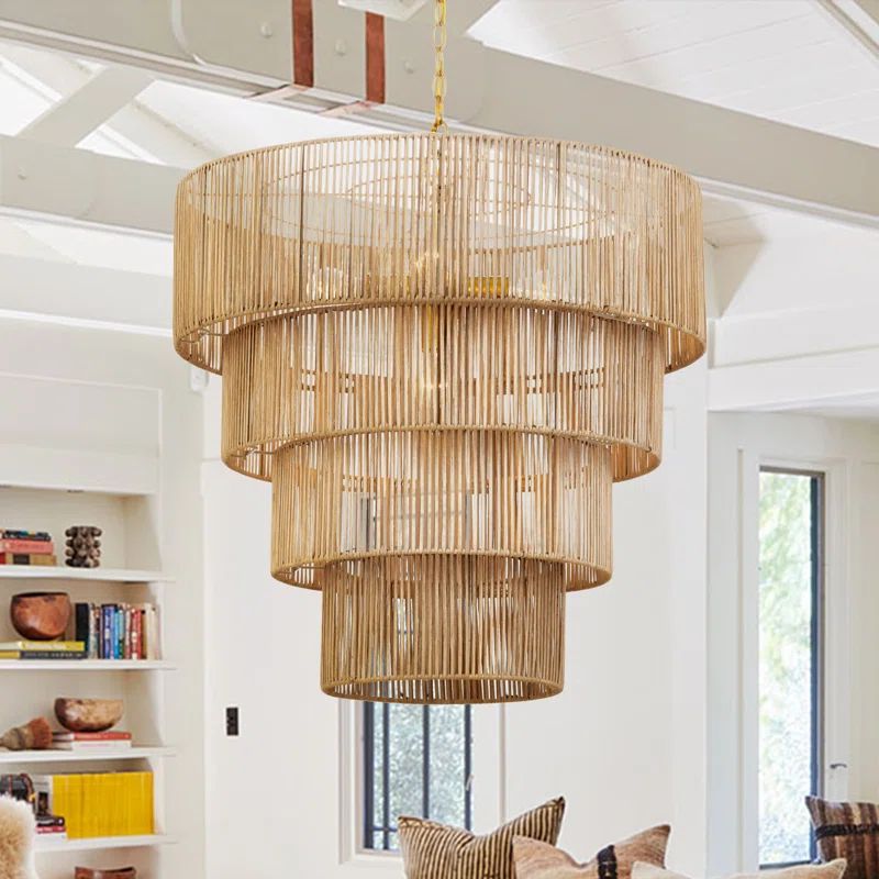 Aleris 5 - Light Shaded Tiered Rattan Pendant | Wayfair North America