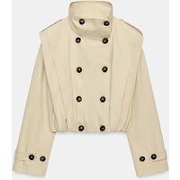 Zara - Short Pleated Trench Coat - Sand - Xxl - Woman | Zara US