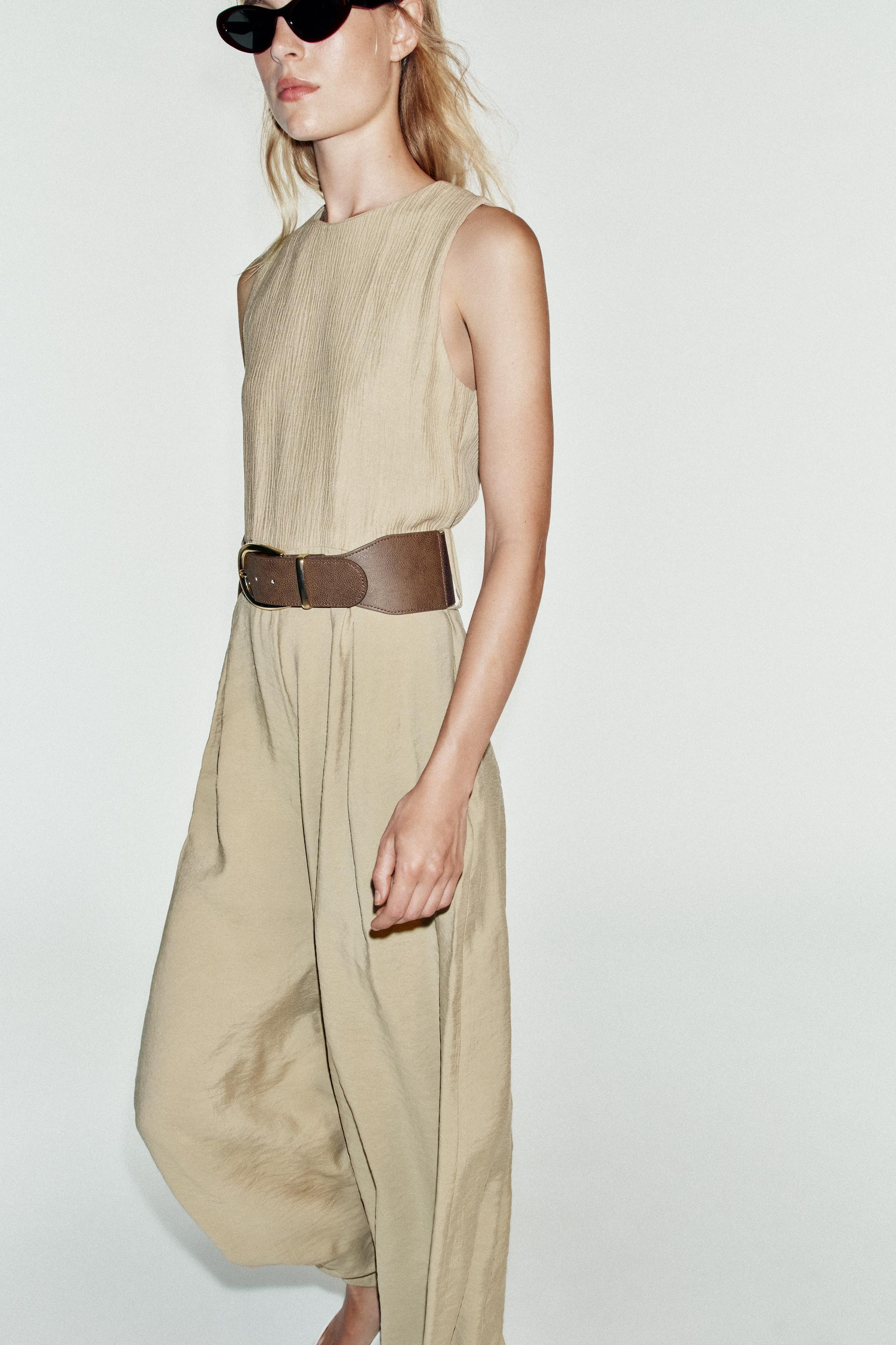 COMBINED WIDE-LEG BELTED JUMPSUIT | Zara US