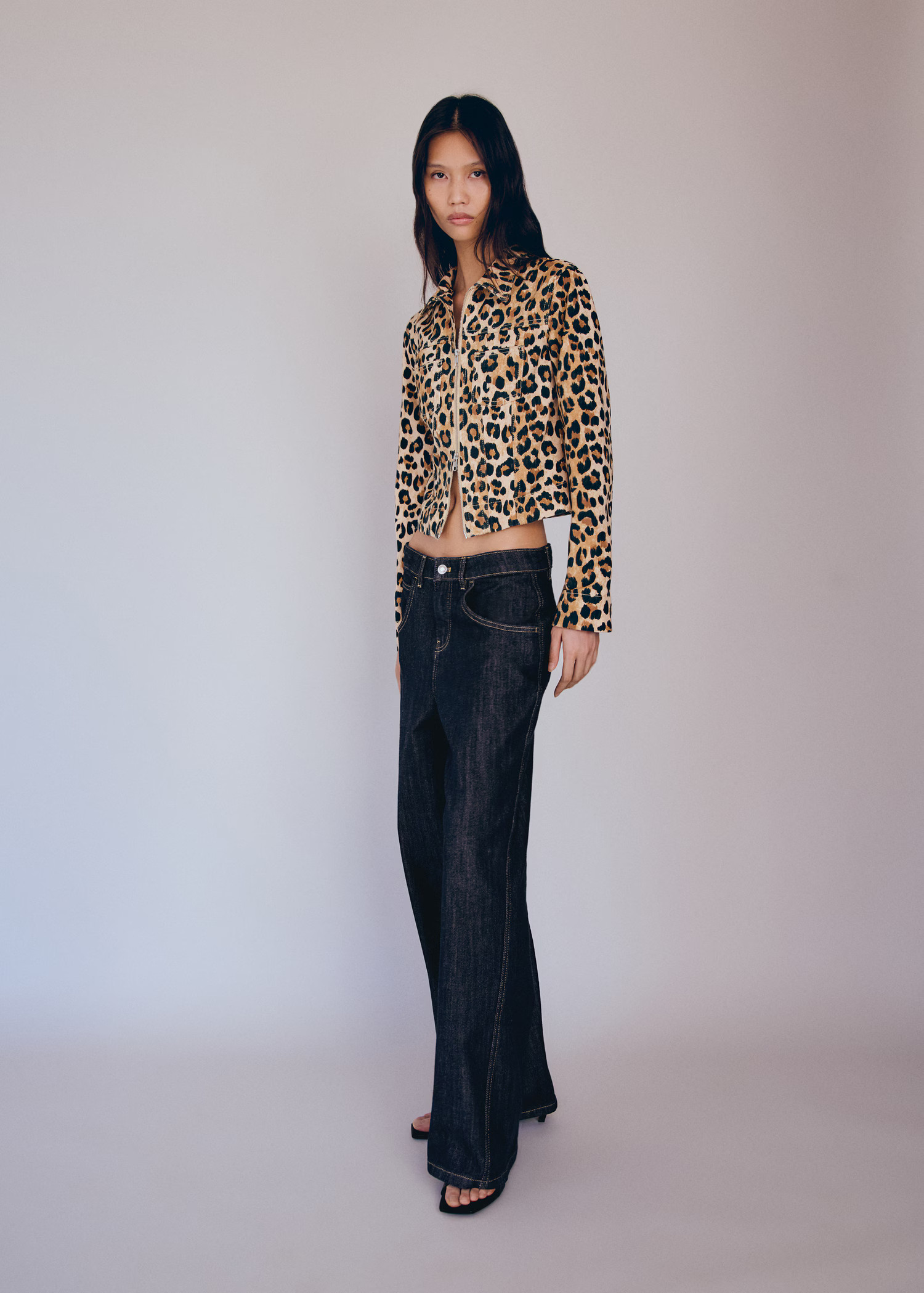Leopard-print jacket with double zipper | MANGO (US)