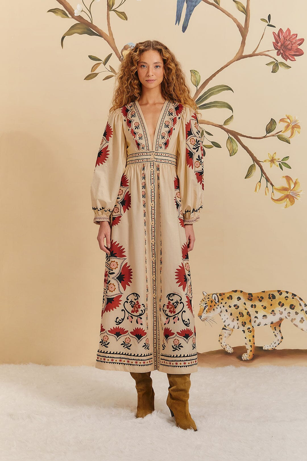 Cream Cashew Mandala Maxi Dress | FarmRio (US)