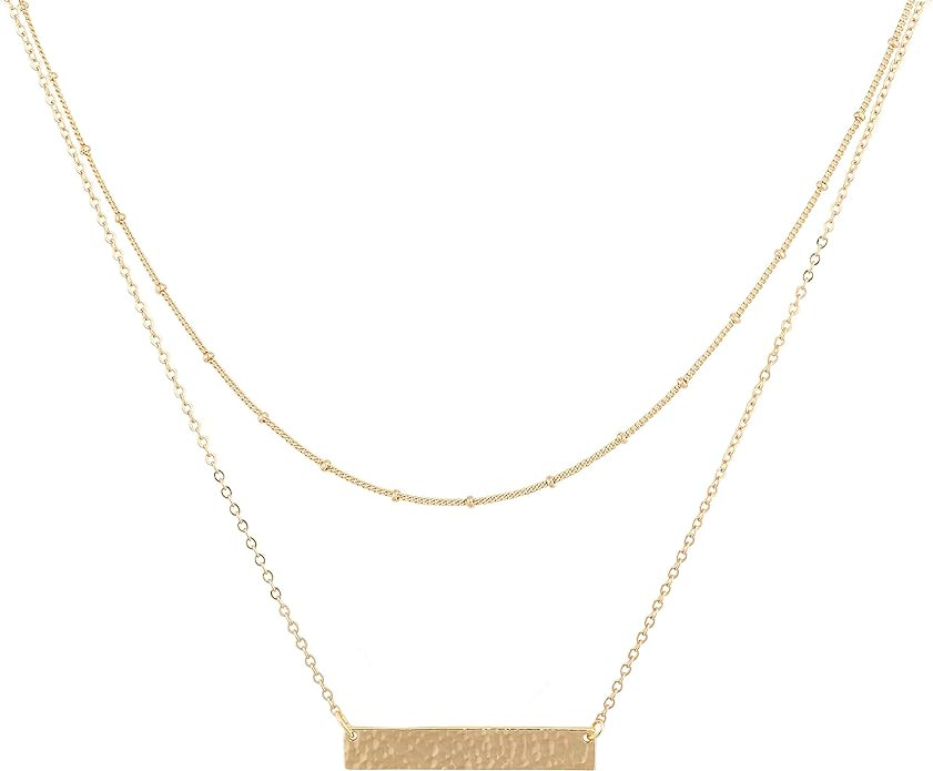 MEVECCO Layered Heart Necklace Pendant Handmade 18k Gold Plated Dainty Gold Choker Arrow Bar Laye... | Amazon (US)