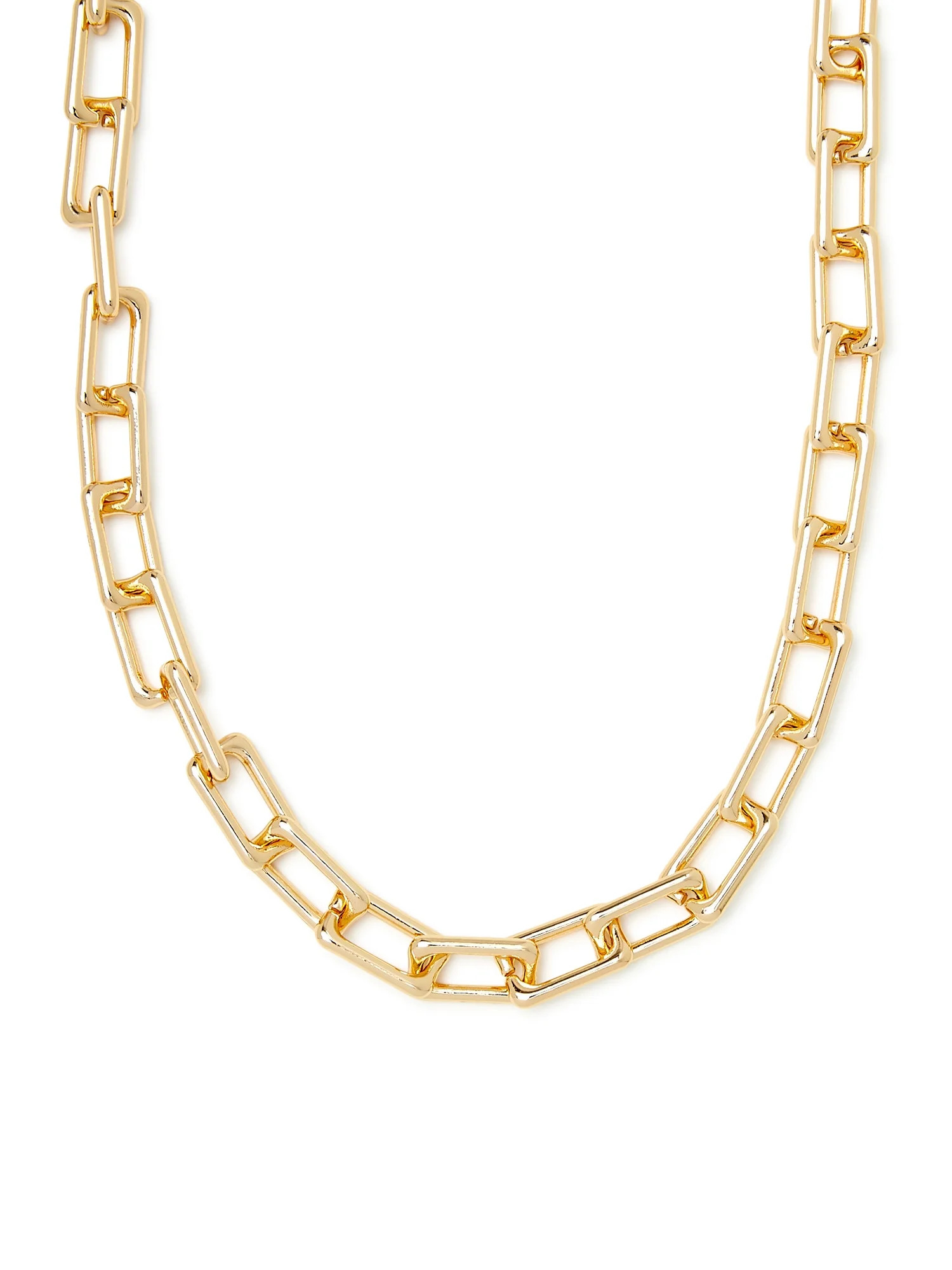 Scoop Women’s 14K Gold Flash-Plated Square Link Necklace, 18” + 2” Extender | Walmart (US)