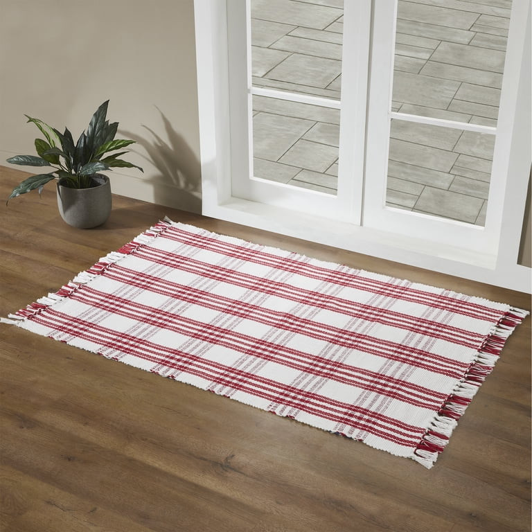 Indoor/Outdoor Plaid Accent Rug, Red and White, 38" x 58", by My Texas House | Walmart (US)
