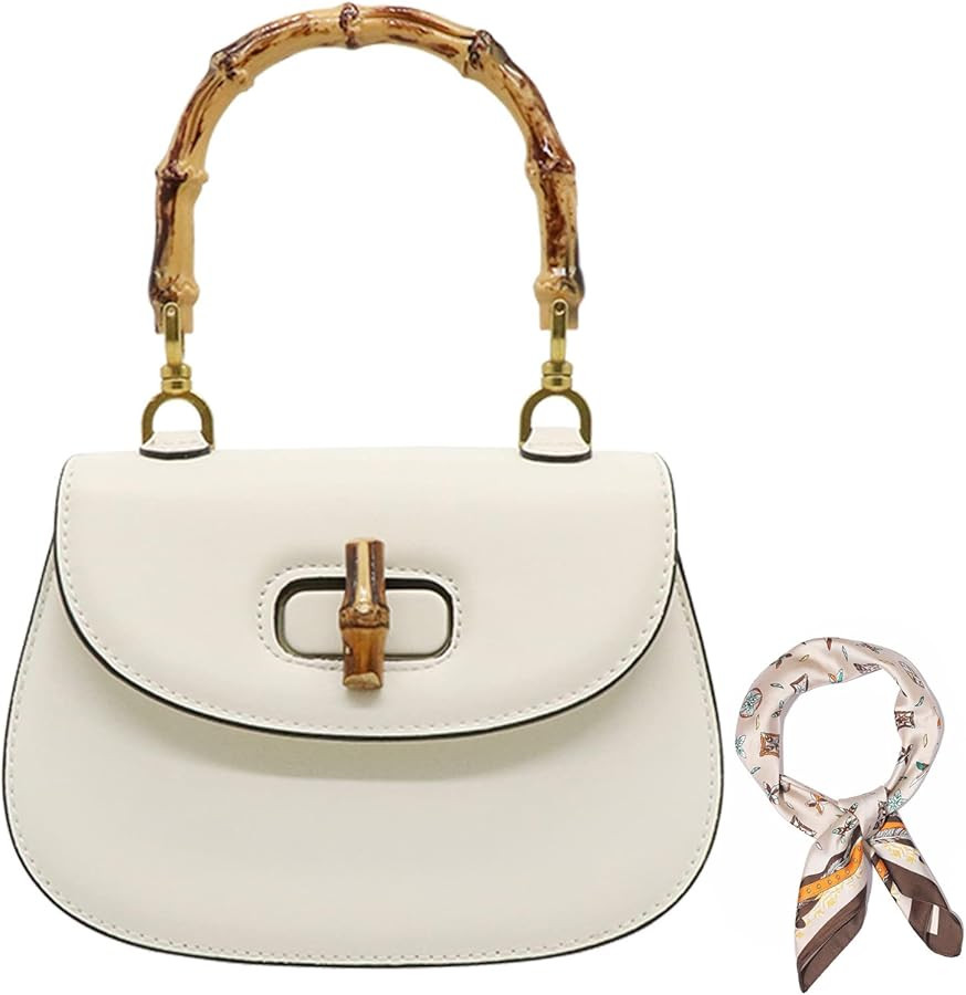 Women Shoulder Bag Bamboo Handle Handbag Crossbody Bag Fashion Casual Satchel Tote Bag with 27.5 ... | Amazon (US)