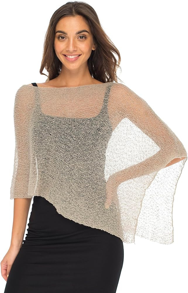 Back From Bali Womens Sheer Poncho Shrug Bolero, Lightweight Summer Shrug Pullover Sweater | Amazon (US)