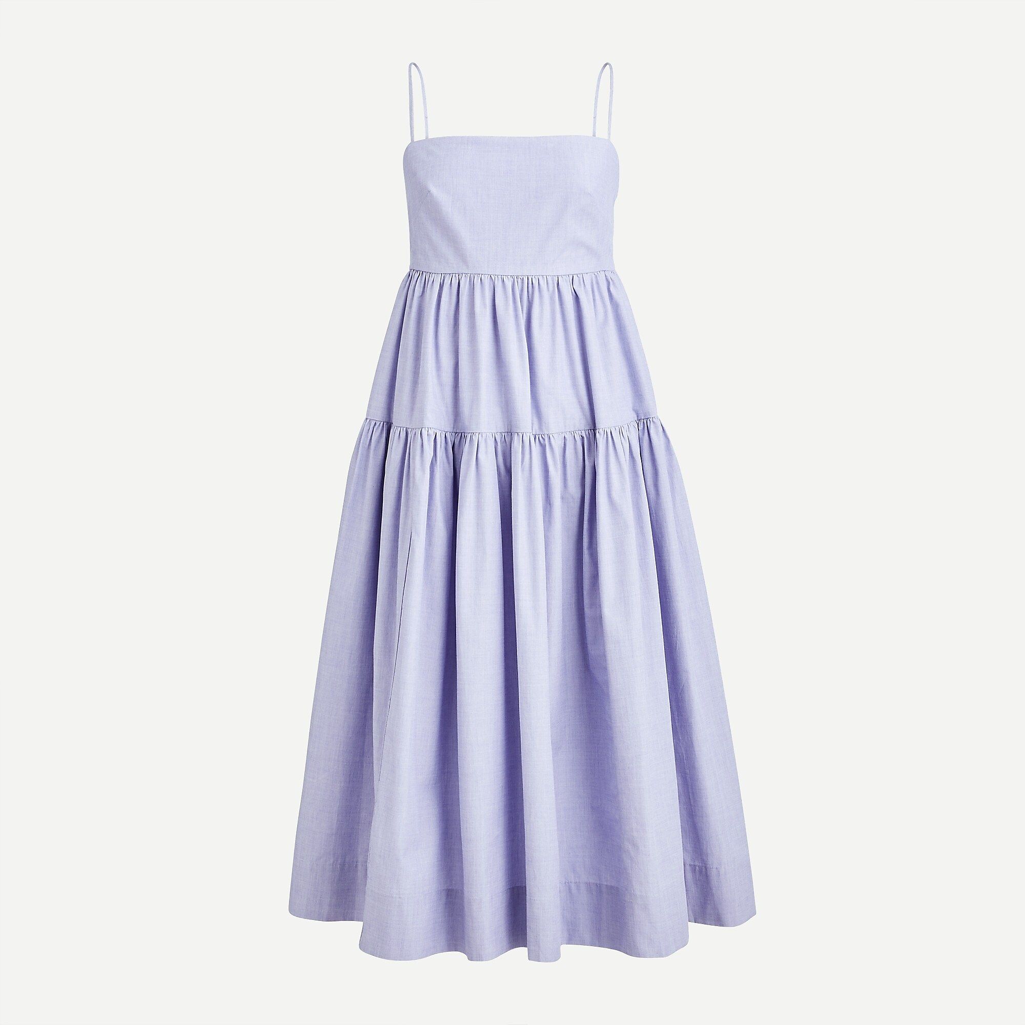 Tie-back tiered cotton poplin dress | J.Crew US