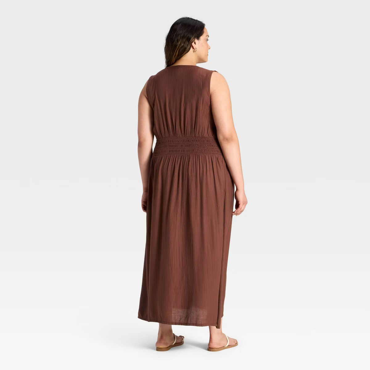 Women's Button-Front Maxi A-Line Dress - Universal Thread™ Burgundy 2X | Target