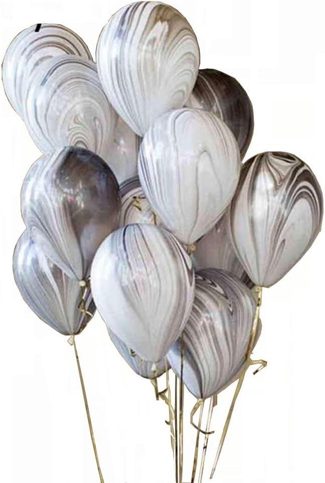50pcs 12inch Marble Latex Balloons, Black White Grey Rainbow Marble Balloons for Wedding Baby Bir... | Amazon (US)