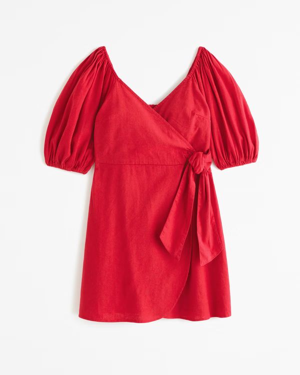 Women's Puff Sleeve Wrap Mini Dress | Women's Dresses & Jumpsuits | Abercrombie.com | Abercrombie & Fitch (US)