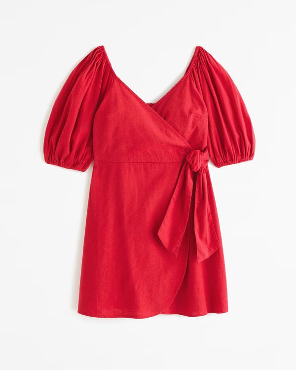 Puff Sleeve Wrap Mini Dress | Abercrombie & Fitch (US)