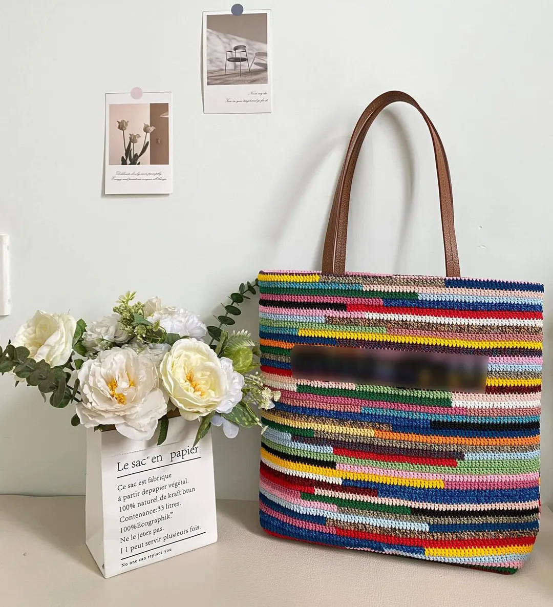 Big Tote Bag, Handmade Crochet Shoulder Bag, Trendy Tote Bag, Knitted Multicolor Bag, Cute Gift f... | Etsy (US)