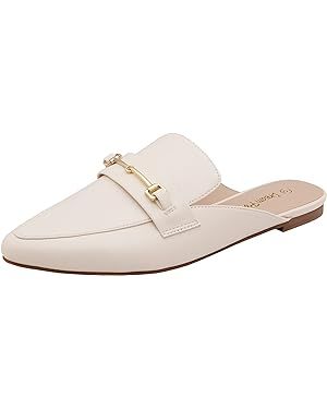 DREAM PAIRS Women's Flat Mules Buckle Pointed Toe Backless Slip on Slides Loafer Shoes | Amazon (US)
