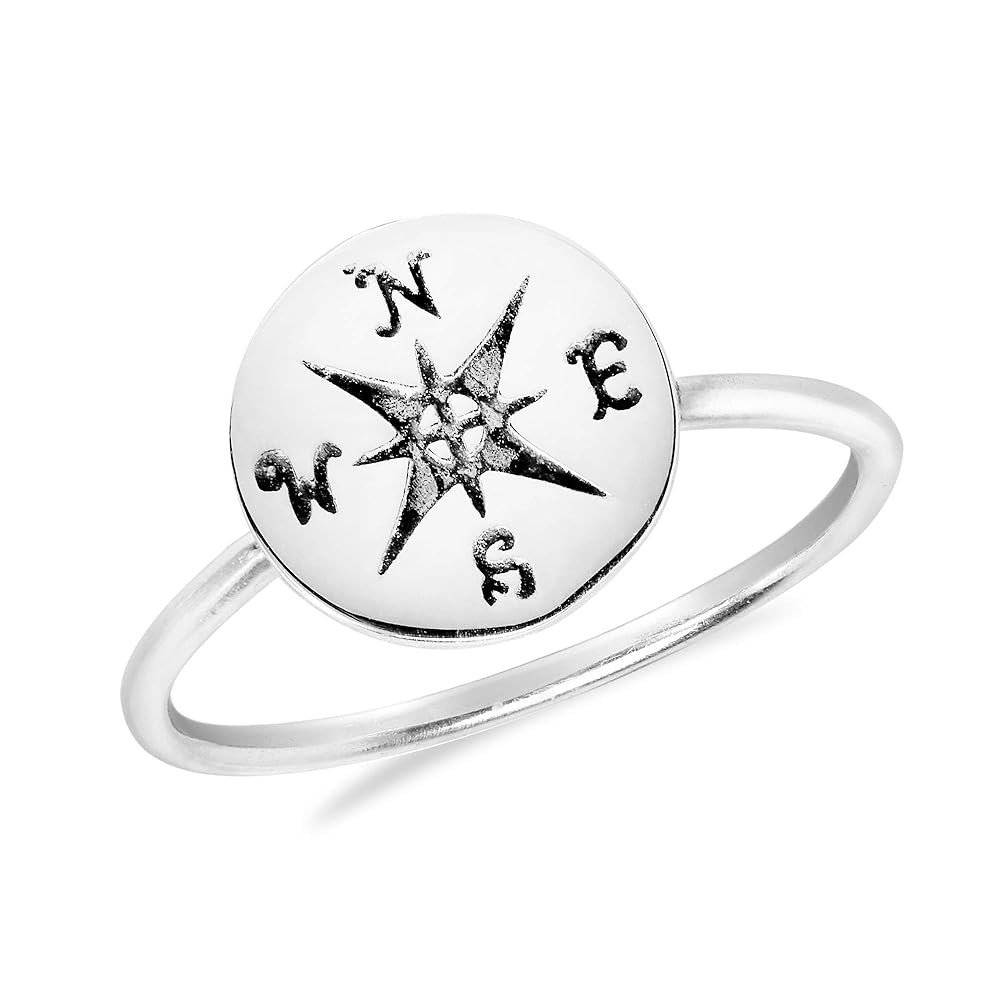 AeraVida Wanderer’s Compass .925 Sterling Silver Ring | Compass Ring | 925 Sterling Silver Ring... | Amazon (US)