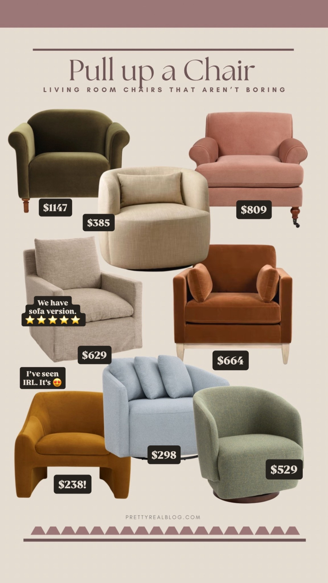 Beautiful living room chairs at every budget! Side chairs, occasional chairs, budget-friendly chairs, swivel chairs 

#LTKHome