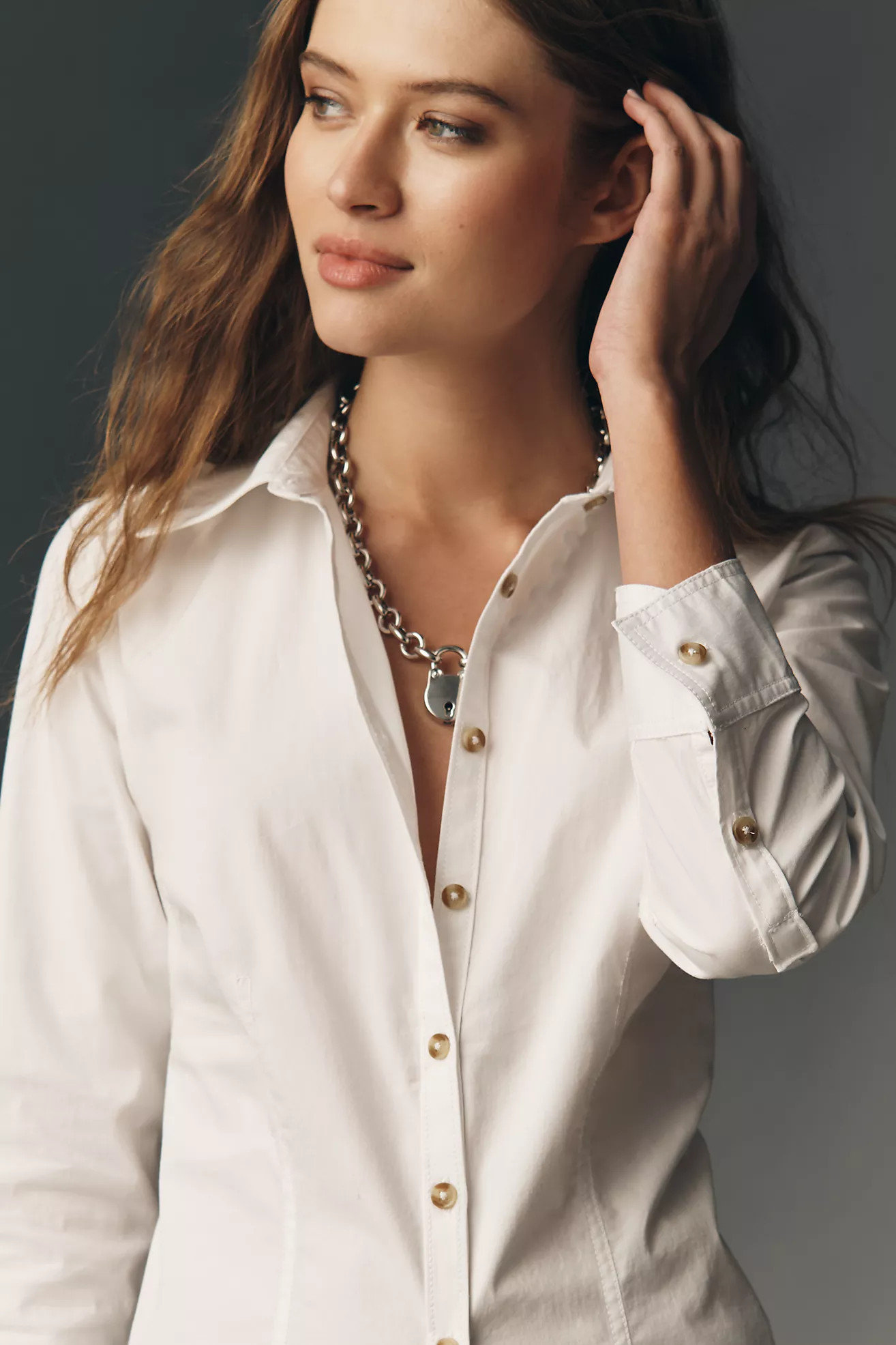 Pilcro Long-Sleeve Slim Buttondown Shirt | Anthropologie (US)