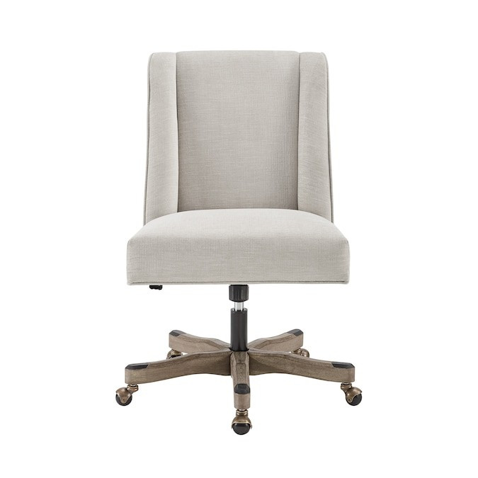 Linon Draper Natural Linen Transitional Ergonomic Adjustable Height Swivel Polyurethane Desk Chai... | Lowe's