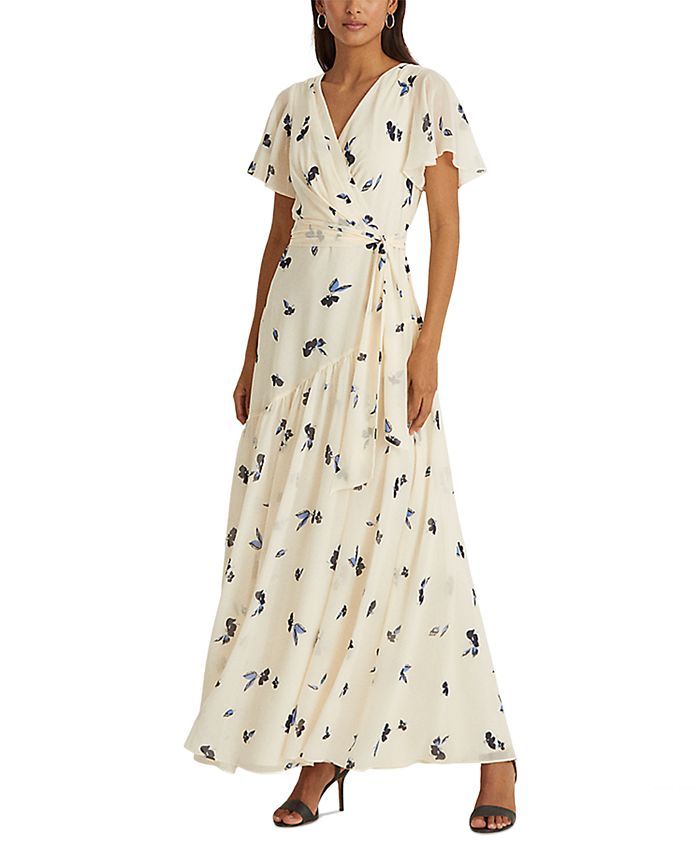 Lauren Ralph Lauren Floral Crinkled Georgette Gown & Reviews - Dresses - Women - Macy's | Macys (US)
