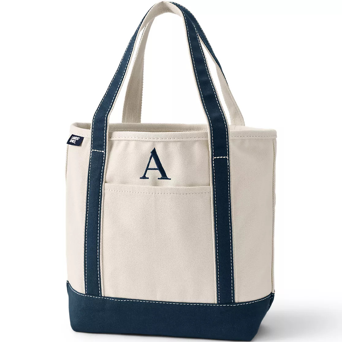 Pre-Monogrammed Letter A Canvas Tote Bag | Lands' End (US)