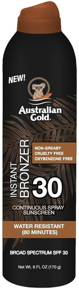 Australian Gold Continuous Spray Sunscreen with Instant Bronzer SPF 30, Immediate Glow & Dries Fa... | Amazon (US)
