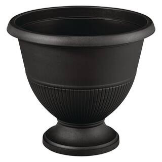 Solana Black Resin Urn Planter (15 in. L x 15 in. W x 13 in. H) | The Home Depot