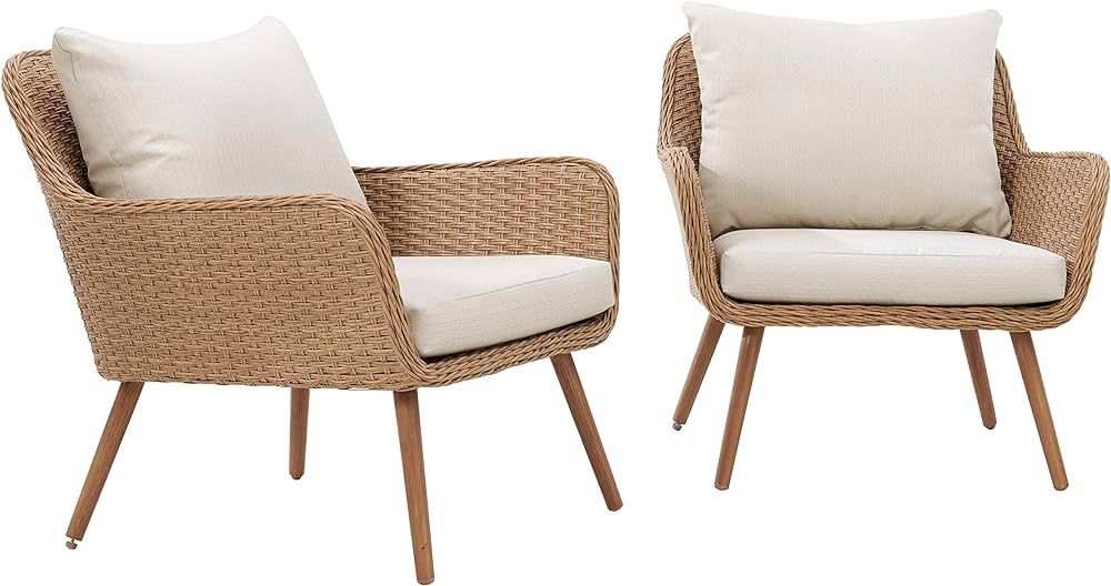 Crosley Furniture CO7185-LB Landon Outdoor Wicker Chairs (Set of 2) Light Brown | Amazon (US)