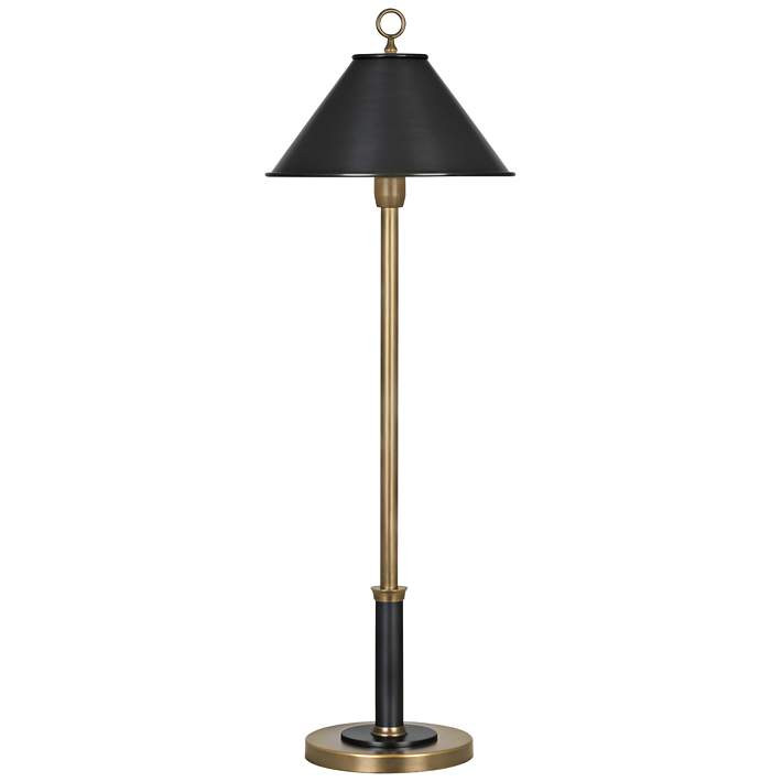 Aaron Warm Brass and Patina Bronze Buffet Table Lamp | LampsPlus.com
