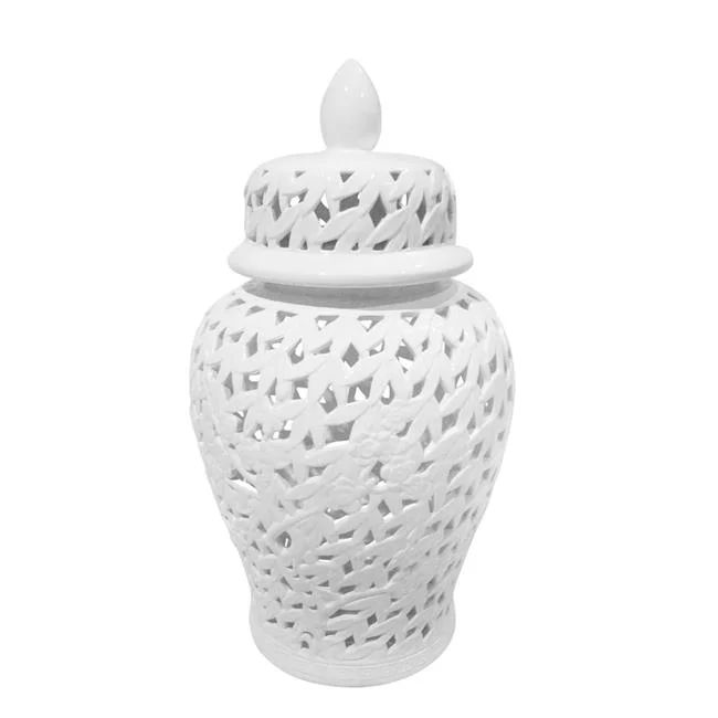 SageBrook Home Pierced White Temple Ceramic Jar | Walmart (US)
