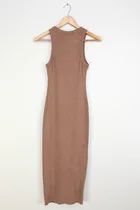 Majorly Trendy Taupe Ribbed Bodycon Midi Dress | Lulus (US)