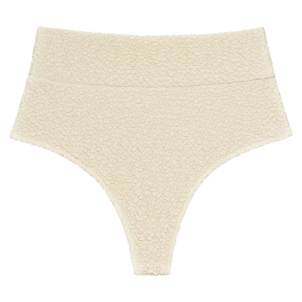Oat Texture Added Coverage High Rise Bikini Bottom | Montce