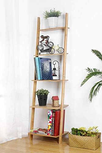 HYNAWIN Ladder Shelf 5-Tier Bookshelf –Bamboo Storage Rack Shelves Wall Leaning Shelf,Free Stan... | Amazon (US)
