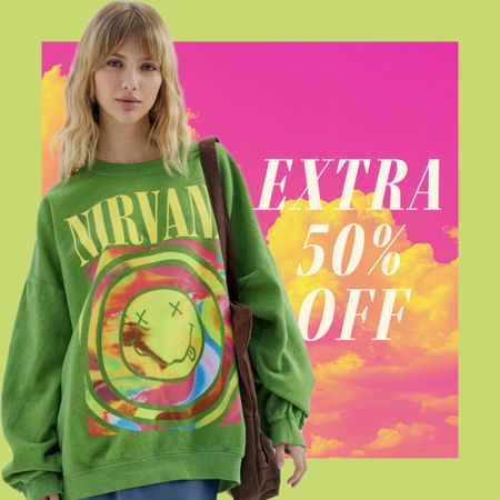 Urban Outfitters is having a MAJOR sale. I’m talking an EXTRA 50% off ALL sale items. Items are final sale but come on, you know you’ll love everything you get. Plus, now you can finally get that viral Nirvana crewneck for a reasonable price (under $50!!!). 

Limited styles. Shop now. 

#urbanoutfitters #sale #uo #nirvana

#LTKunder50 #LTKunder100 #LTKsalealert