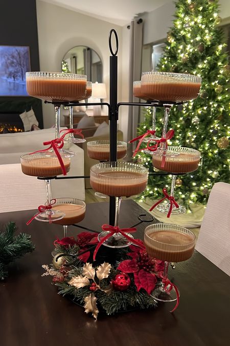 Chai espresso martini drink tree! Grabbed this drink stand for $37 and I’ll be using it for every gathering!! #holiday #hosting #holidayhosting #cocktails #holidayparty
