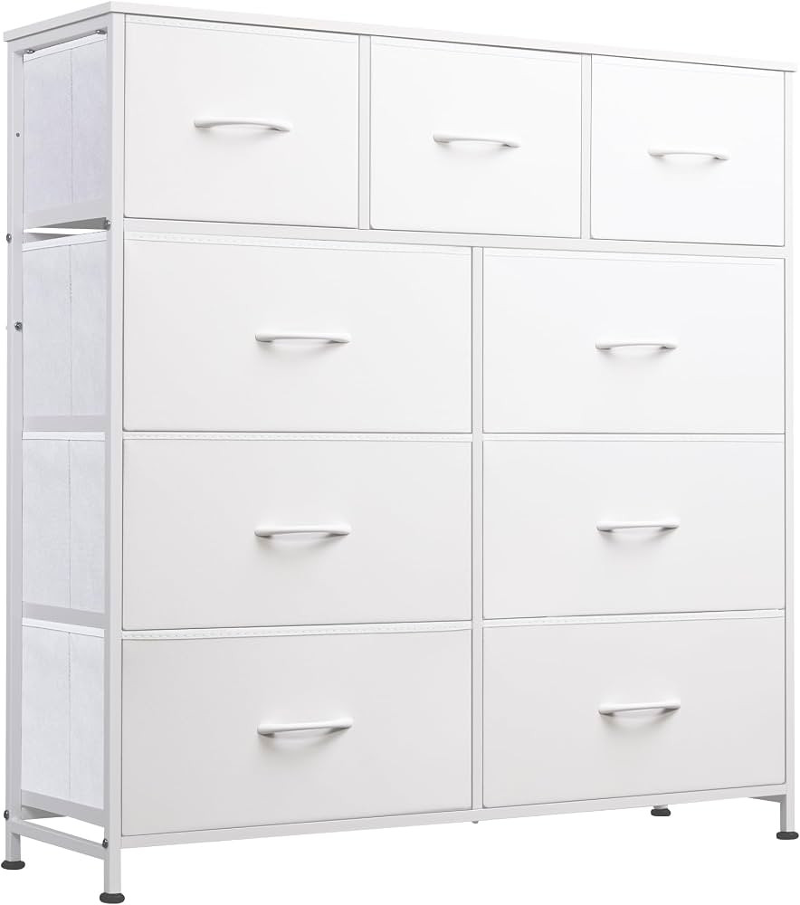WLIVE Tall Dresser for Bedroom, 9 Drawer Chest of Drawers, White | Amazon (US)