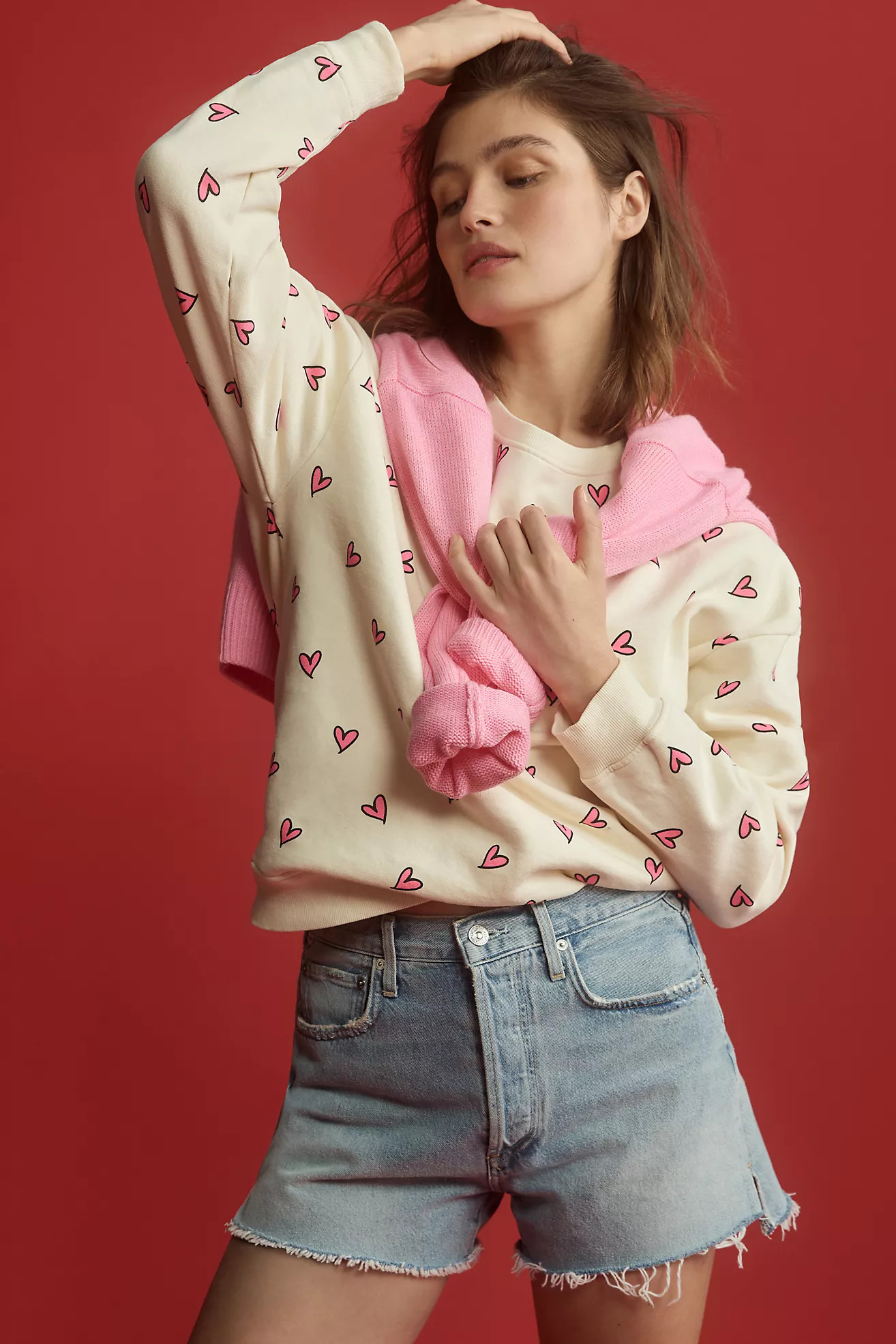 KULE The Oversized Allover Heart Sweatshirt | Anthropologie (US)