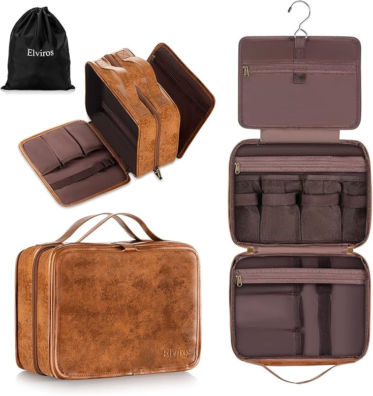 Elviros Hanging Travel Toiletry Bag for Men, 3 In 1 Large Makeup Bag Organizer for Women, Water-r... | Amazon (US)