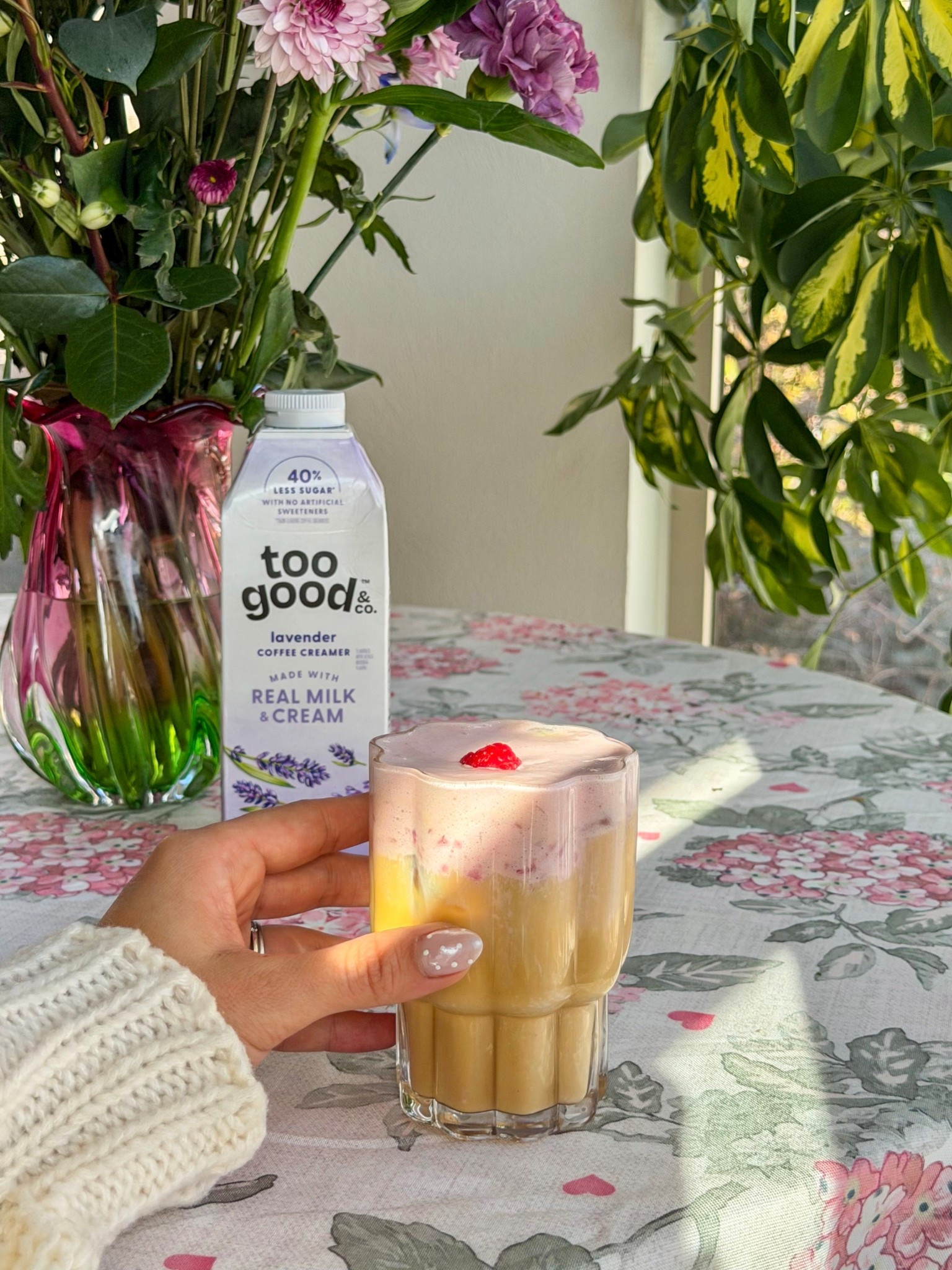 #ad The prettiest pink lavender iced latte just in time for Valentine’s day and made with the most delicious Too Good Lavender Coffee Creamer! Shop all three of my favorites here (and you’ll be dreaming of spring in no time) 

#TooGoodPartner #TargetPartner #Toogoodcreamers #targetfind 
