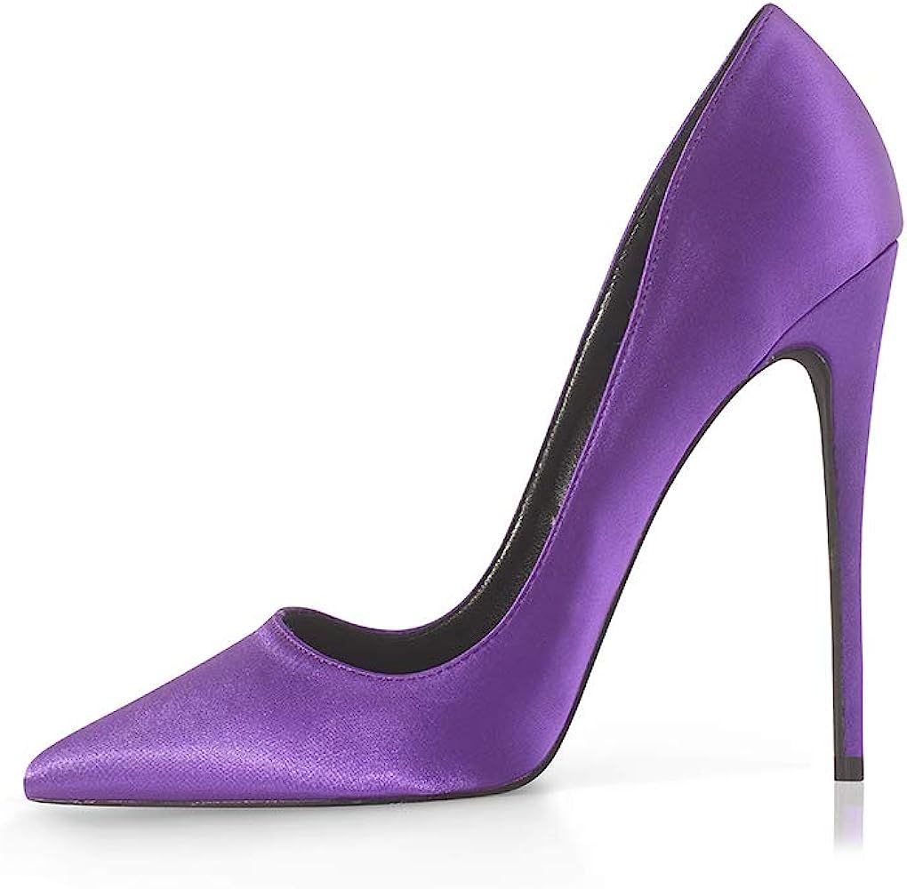 Amazon.com | Elisabet Tang High Heels Womens Pointed Toe Heels Satin Pumps Stiletto Bridal Party ... | Amazon (US)