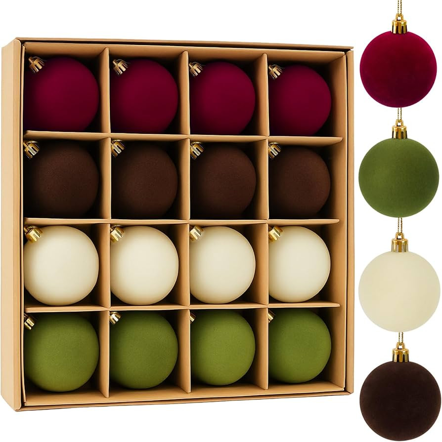 Tenn Well Velvet Christmas Balls, 2.36 Inch Christmas Tree Ornaments, Shatterproof Baubles for Ch... | Amazon (US)