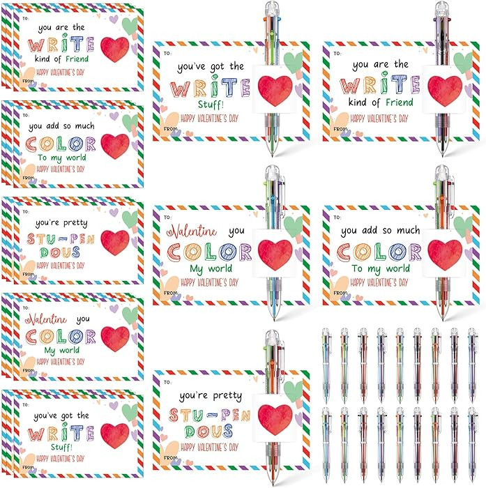 Sabary 18 Set Valentines Day Card and Multicolor Pen Gift Greeting Card and Retractable Multicolo... | Amazon (US)