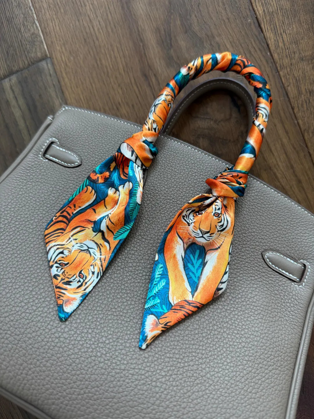 Stalking Tigers Blue Exotic Handbag Skinny Scarf / Handle Wrap / Skinny Hair Scarf / Designer Lux... | Etsy (US)